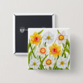 Cheerful Spring Daffodils Pin Vierkante Button 5,1 Cm (Voorkant /achterkant)