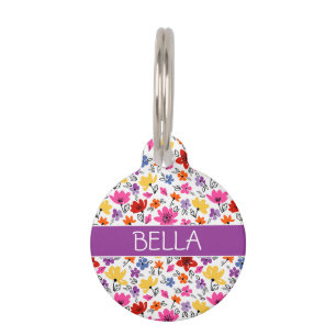 Cheerful Spring Flowers Personalized Pet ID Tag Huisdierpenning