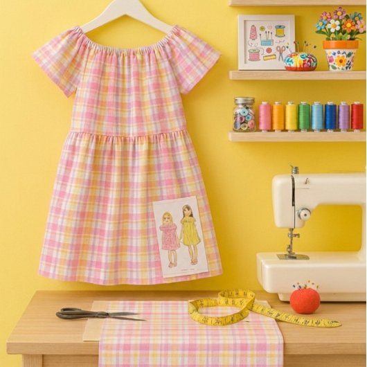 Cheerful Spring Pink Plaid Craft  Stof