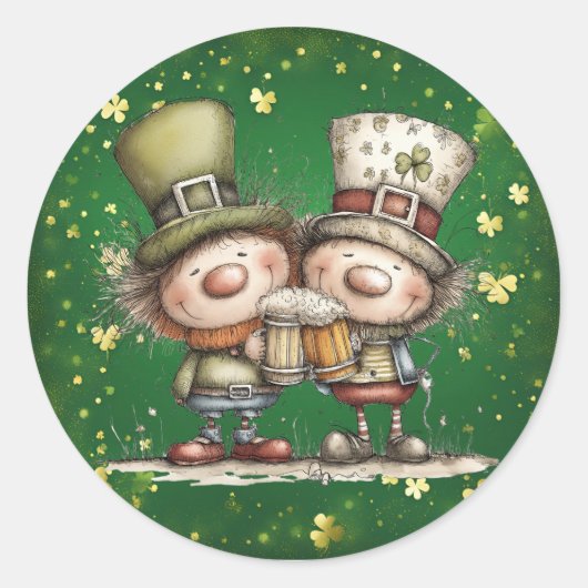 Cheerful St. Patrick’s Day Party Illustration Ronde Sticker (Voorkant)