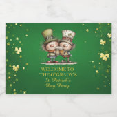 Cheerful St. Patrick’s Day Party Illustration Sparkling Wijnetiket (Enkel label)