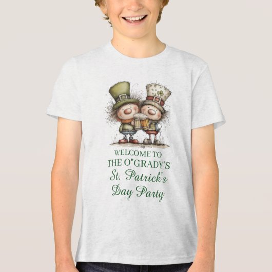 Cheerful St. Patrick’s Day Party Illustration Tri-Blend Shirt (Voorkant)