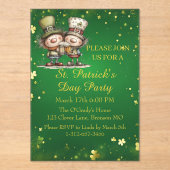Cheerful St. Patrick’s Day Party Invitation  Acryl Uitnodigingen (Voorkant)