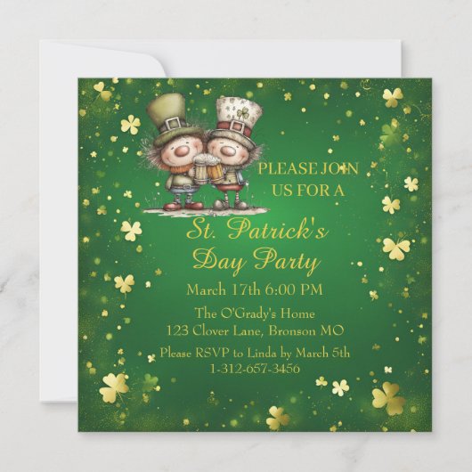 Cheerful St. Patrick’s Day Party Invitation  Kaart (Voorkant)