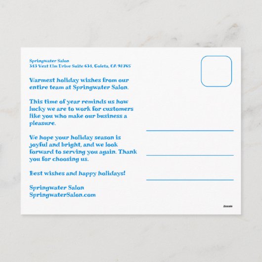 Cheerful Stars Blue Christmas Custom Business Feestdagenkaart (Achterkant)