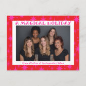 Cheerful Stars Pink Christmas Custom Business Feestdagenkaart (Voorkant)