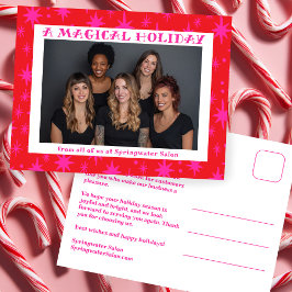 Cheerful Stars Pink Christmas Custom Business Feestdagenkaart