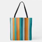 Cheerful Stripe Pattern Aqua en Oranje Tote Bag (Voorkant)