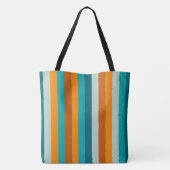 Cheerful Stripe Pattern Aqua en Oranje Tote Bag (Achterkant)