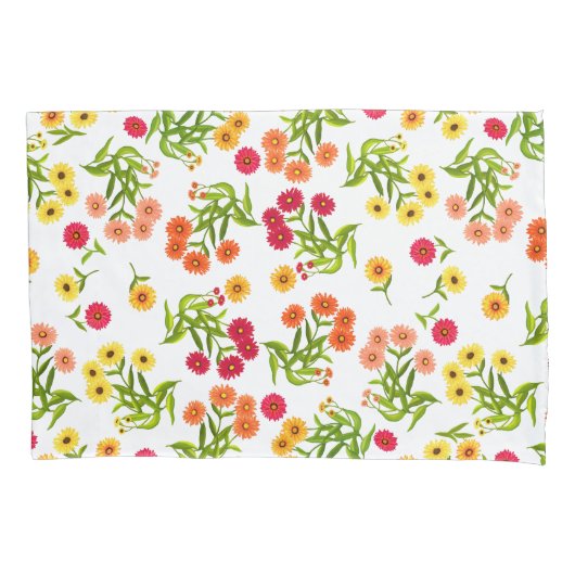 Cheerful Summer Floral Garden Pillowcase Kussensloop (Voorkant)
