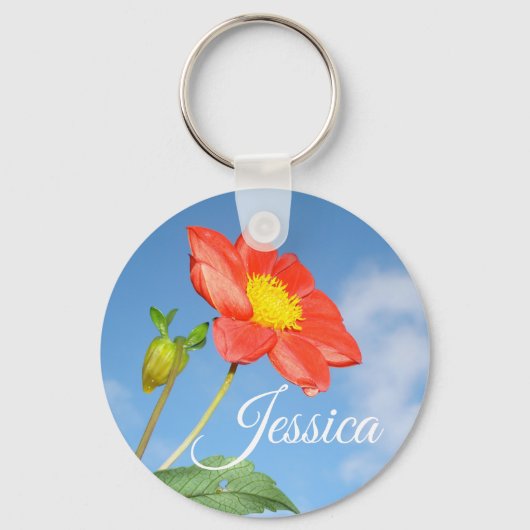 Cheerful Summer Strawberry Blossom , gepersonalise Sleutelhanger (Voorkant)