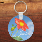 Cheerful Summer Strawberry Blossom , gepersonalise Sleutelhanger (Voorkant)