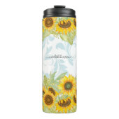 Cheerful Summer Sunflower & Paisley | Monogram Thermosbeker (Voorkant)