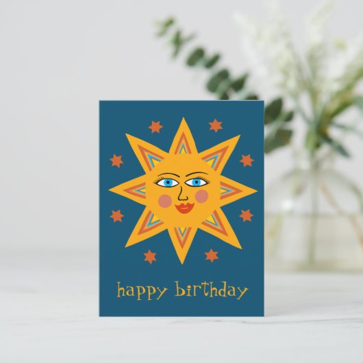 Cheerful Sun HAPPY BIRTHDAY CUSTOM Briefkaart (Staand voorkant)