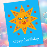 Cheerful Sun HAPPY BIRTHDAY CUSTOM Briefkaart<br><div class="desc">Voeg uw eigen tekst aan de voor en de rug toe,  of verander de kleuren. Kijk eens naar mijn winkel voor meer!</div>