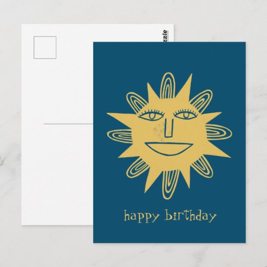 Cheerful Sun HAPPY BIRTHDAY CUSTOM Briefkaart (Voorkant / Achterkant)