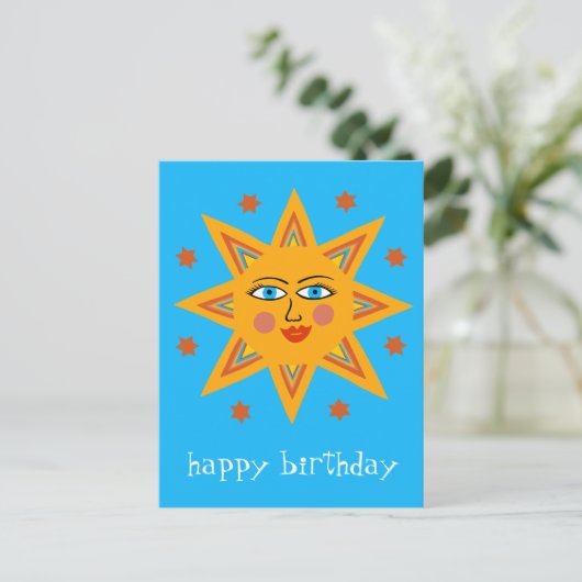 Cheerful Sun HAPPY BIRTHDAY CUSTOM Briefkaart (Staand voorkant)