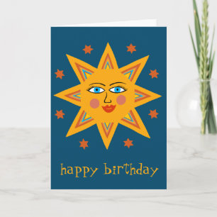 Cheerful Sun HAPPY BIRTHDAY CUSTOM Modern Boho Kaart