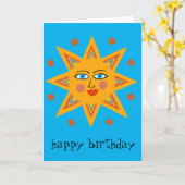 Cheerful Sun HAPPY BIRTHDAY CUSTOM Modern Boho Kaart (Gele Bloem)