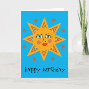 Cheerful Sun HAPPY BIRTHDAY CUSTOM Modern Boho Kaart