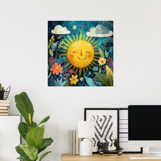 Cheerful Sun Overlooking Garden Poster (Thuiskantoor)
