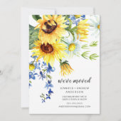 Cheerful Sunflower Bouquet Moving Announcement Kaart (Voorkant)