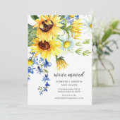 Cheerful Sunflower Bouquet Moving Announcement Kaart (Staand voorkant)