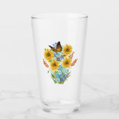 Cheerful Sunflower en Butterfly Bouquet Kitchen Glas (Voorkant)