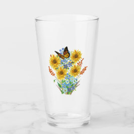 Cheerful Sunflower en Butterfly Bouquet Kitchen Glas