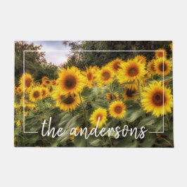 Cheerful Sunflower Garden Foto Welkom Deurmat