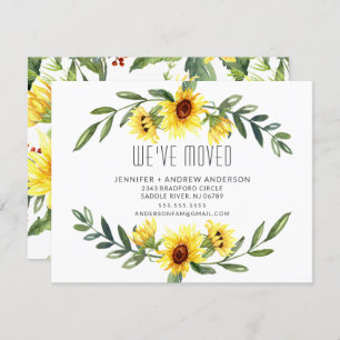 Cheerful Sunflower Moving Announement Kaart