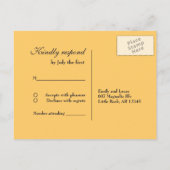 Cheerful Sunflower Navy Blue Wedding RSVP Uitnodiging Briefkaart (Achterkant)