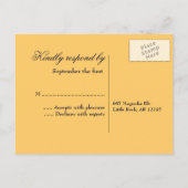 Cheerful Sunflower Navy Blue Wedding RSVP Uitnodiging Briefkaart (Achterkant)