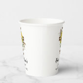 Cheerful Sunflower Rustic Boho Dark Wooden Cross Papieren Bekers (Rechts)