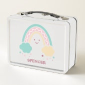 Cheerful Sunny Pastel Boho Rainbow Metal Lunch Box (Achterkant)