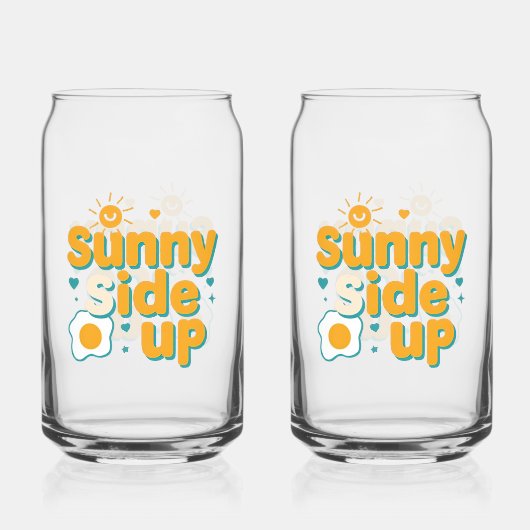 Cheerful "Sunny Side Up" with Egg and Sun Blikvorm Glas (Voorkant)