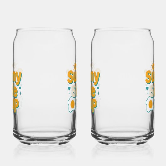 Cheerful "Sunny Side Up" with Egg and Sun Blikvorm Glas (Links)