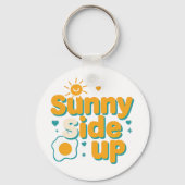 Cheerful "Sunny Side Up" with Egg and Sun Sleutelhanger (Voorkant)