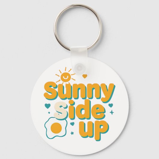 Cheerful "Sunny Side Up" with Egg and Sun Sleutelhanger (Voorkant)