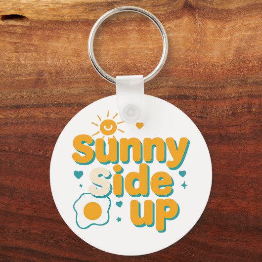 Cheerful "Sunny Side Up" with Egg and Sun Sleutelhanger (Achterkant)