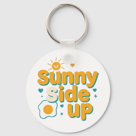 Cheerful "Sunny Side Up" with Egg and Sun Sleutelhanger (Achterkant)