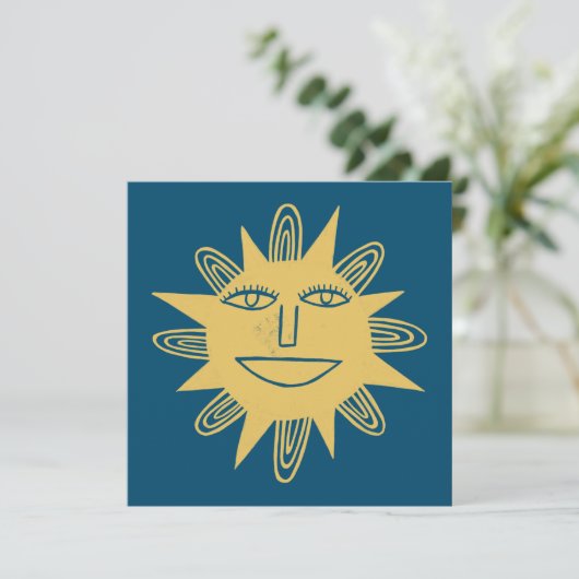 Cheerful Sunshine Smilling Face CUSTOMIZE IT-kaart (Staand voorkant)