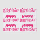 Cheerful Sweet Pink 'Happy Birthday' Typography  Tissuepapier (Voorkant)