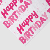 Cheerful Sweet Pink 'Happy Birthday' Typography  Tissuepapier (Detail)