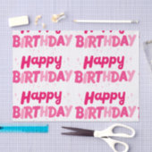 Cheerful Sweet Pink 'Happy Birthday' Typography  Tissuepapier (Craft)