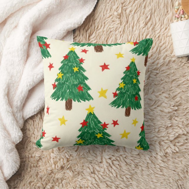 Cheerful Textured Christmas Star Repeating Design Kussen (Deken)