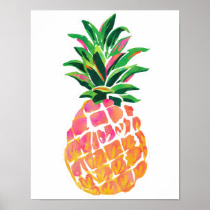 Cheerful Tropical Pineapple Poster - 11 x 14 inch