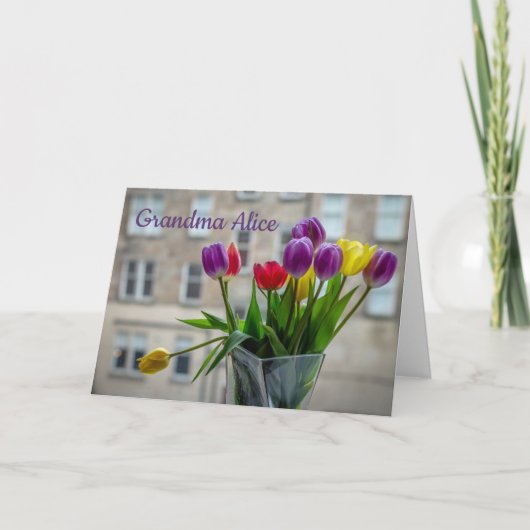 Cheerful Tulips in the Window | Personalized Kaart (Voorkant)