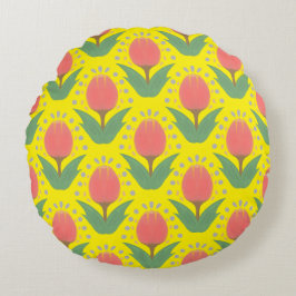 Cheerful Tulips Round Pillow Rond Kussen