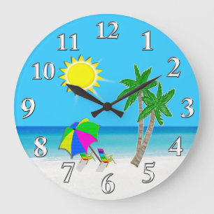 Cheerful Turquoise Wall Clocks Beach Theme Grote Klok